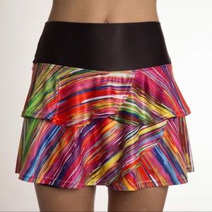 Faye and Florie Pammy 4 Tier Color Stripe Tennis / Athletic Skirt Medium M